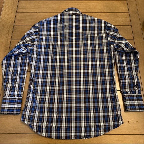 Wrangler Mens Shirt Size Medium Blue Plaid Pearl Snap Button Up Relaxed Western - Picture 11 of 14